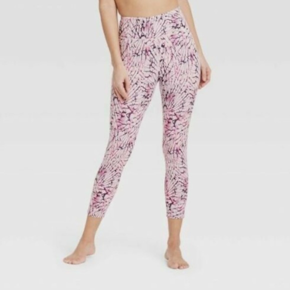 JoyLab High-Rise Printed 7/8 Leggings featuring a "Glass Pink Print". Size L - Picture 1 of 7